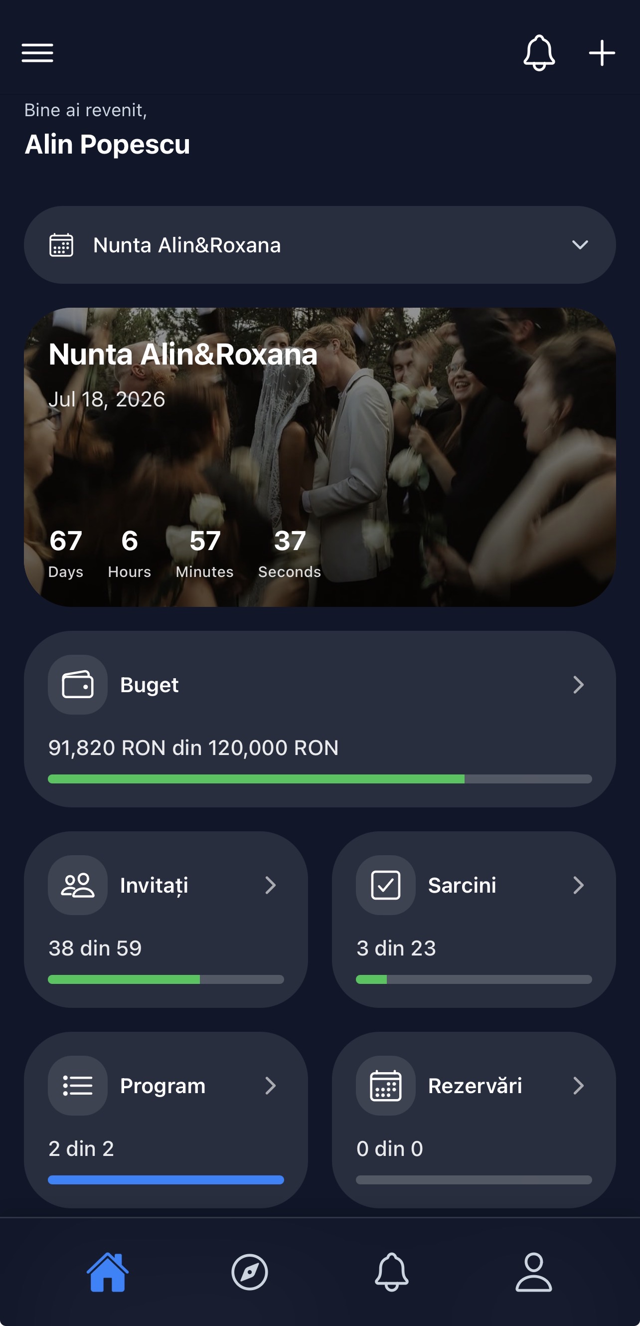 Veluna — captură din aplicația mobilă